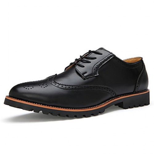 Men's Shoes Leather Casual Oxfords Casual Flat Heel Black / Brown  