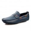 Men's Shoes Leather Casual Boat Shoes Casual Flat Heel Slip-on Black / Blue / Brown  