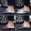 Men's Shoes Leather Casual Clogs & Mules Casual Flat Heel Slip-on Black / Blue / White / Burgundy  