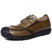 Men's Shoes Leather Outdoor / Casual / Athletic Oxfords Outdoor / Casual / Athletic Flat Heel Lace-up Brown / Yellow / Tan / Khaki  