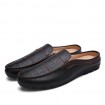 Men's Shoes Leather Casual Clogs & Mules Casual Flat Heel Slip-on Black / Blue / White / Burgundy  