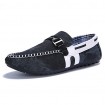 Men's Shoes Denim Casual Boat Shoes Casual Flat Heel Slip-on Black / Blue  