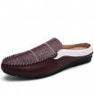 Men's Shoes Leather Casual Clogs & Mules Casual Flat Heel Slip-on Black / Blue / White / Burgundy  