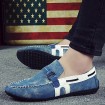 Men's Shoes Denim Casual Boat Shoes Casual Flat Heel Slip-on Black / Blue  