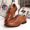 Men's Shoes Leather Casual Oxfords Casual Flat Heel Black / Brown  